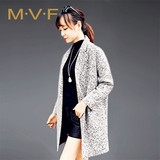 MVF 2015冬季新款纯色毛呢外套女中长款长袖韩版气质呢子大衣3839