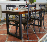 铁艺实木酒店餐桌椅组合简约休闲办公桌椅咖啡厅奶茶店靠背椅凳子