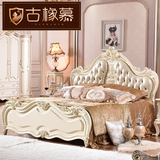欧式床全实木床雕花真皮床象牙白色描金双人床1.8米法式大床婚床