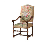 美式古典家具实木沙发椅 进口单人客厅书房创意小椅子麻布印花