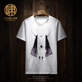 原创潮流创意印花短袖T恤 男日系潮男文艺学生个性白色纯棉体恤
