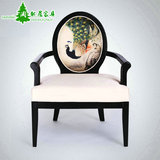 新中式餐椅现代简约售楼处洽谈椅子餐厅实木餐桌椅创意扶手椅家具