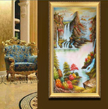 欧式美风景油画手绘山水风景画客厅办公室玄关竖版聚宝盆正品挂画