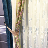品牌高档欧式雪尼尔拼接定制窗帘美式客厅卧室加厚遮光纯色窗帘布