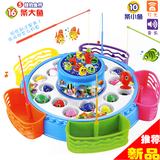 儿童电动音乐磁性双转5杆钓鱼盘 亲子互动益智玩具男女孩礼物2岁