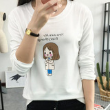 买一送一新款韩版宽松显瘦可爱卡通小女孩印花学生长袖T恤女秋冬
