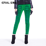 艾莱依2015冬装新款时尚纯色前片羽绒裤女拼接休闲长裤ERAL1001D