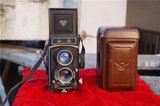 热卖型双镜头反光式照相机牛皮套120胶卷相机收蔵古董照相机海鸥