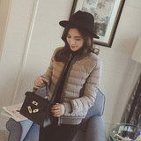 棉衣女短款修身显瘦韩国2015冬装新款女装针织拼接时尚小棉袄外套