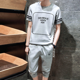 2016休闲套装男青年圆领短袖T恤男装夏季潮流韩版学生时尚运动衣