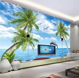 大型壁画电视背景墙纸壁纸客厅卧室背景扩展空间无缝3D大海海景