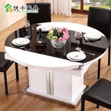 钢化玻璃餐桌大理石餐桌小户型伸缩折叠实木餐桌大圆桌餐桌椅组合