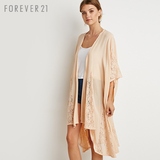 F21长款蕾丝七分袖和服式开衫 FOREVER21女装