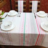 波西米亚民族风全棉桌布布艺台饰品长方形纯棉简约方格餐桌布台布