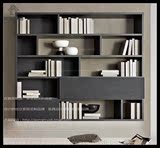 北欧简约黑橡木色书柜书架书橱简约现代玄关柜橡木色隔断柜定做