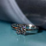 正品四爪1克拉仿真钻戒925纯银戒指女婚戒钻石结婚求婚情侣对戒