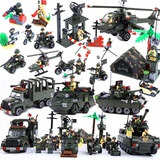 启蒙拼装积木军事模型拼装玩具飞机坦克汽车人仔儿童益智塑料玩具