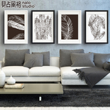 羽化 现代简约抽象多联客厅装饰画沙发背景墙挂画有框画书房墙画