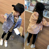 韩版儿童收腰连帽风衣外套2016春季3-8岁女童新品大口袋夹克上衣