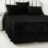 黑色珊瑚绒床裙1.8米床床笠席梦思床垫保护套1.5M床罩床单红包邮