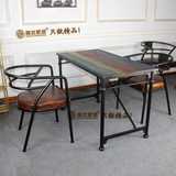 桌实木咖啡桌快餐桌 长方形饭桌创意复古铁艺原木餐桌椅组合 电脑