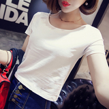 夏季新款韩版修身显瘦女短款t恤大码女式短袖半袖上衣打底T恤衫潮
