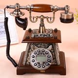 时尚仿古实木电话机欧式复古创意家用座式装饰礼品古董老式电话机