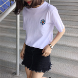 EKOOL 简单纯棉刺绣太阳花短袖T恤韩版夏季显瘦打底女上衣2件包邮