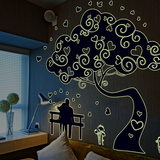 夜光贴墙贴画婚房卧室客厅电视背景荧光贴发光贴纸壁纸树下的情侣