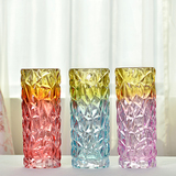水晶彩色玻璃花瓶水培富贵竹百合插花瓶欧式创意客厅装饰花器摆件