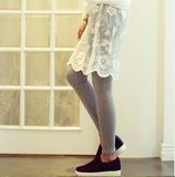 2016春装新款 韩版甜美透视蕾丝花边拼接假两件套包臀裙打底裤裙