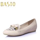 BASTO/百思图春季商场同款尖头绵羊皮内增高女单鞋女鞋TTK37AQ5
