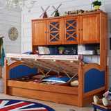 美式实木儿童床子母床男孩衣柜床组合床成人母子床多功能床1.5米