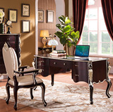 源梦家具 欧式书桌 实木雕花复古家具 美式新古典 台写字 办公桌