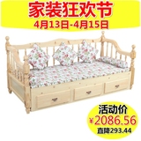 式村香美欧式实木沙发床1.21.5米客厅阳台多功能小户型推拉抽坐卧