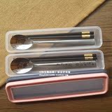 韩国进口合金筷子304不锈钢长柄勺子便携式餐具盒三件套装旅行