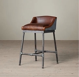 铁艺时尚椅特色吧台凳酒吧椅休闲复古实木水管椅子美式工业吧台椅
