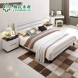 林氏木业现代板式床双人床1.5M1.8米大床简约床头柜卧室成套BI1A#