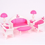 芭比娃娃玩具配件家具饰品沙发套装儿童过家家玩具沙发椅茶几台灯