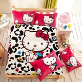 【法莱绒】床上用品家纺四件套床单被套被罩卡通奶牛猫可爱女保暖