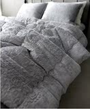 韩国代购 舒适短绒超厚床品床上四件套 床垫1米8床上用品