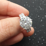 钻石矿工18k白金莫桑钻石女戒指 双排钻群微镶送情人老婆首选礼物