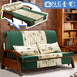 壹觉 小户型中式实木折叠1.5米 1.2米双人可拆洗推拉布艺沙发床