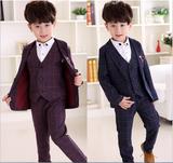 2015秋装新款小男孩韩版绅休闲西装马甲裤子三四件套童装套装加厚