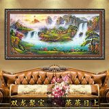 添画中式油画手绘山水风景客厅沙发装饰画办公室招财聚宝盆风水画