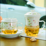加厚耐热玻璃杯子女士水杯花茶杯泡茶杯带盖带把红茶茶具陶瓷过滤