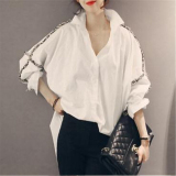韩国代购2016春装新款大码宽松蝙蝠袖衬衫白色中长款衬衣女欧洲站
