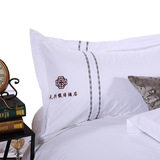 床上用品批发快捷酒店专用床单被套特色布草纯棉贡缎加密缎条旅店