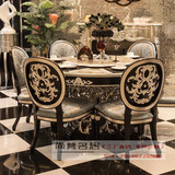 新古典餐桌椅组合后现代实木餐台简约欧式大理石圆桌样板房家具