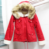 韩版冬装新款学院风毛领羊羔毛工装保暖棉衣女短款加厚学生外套